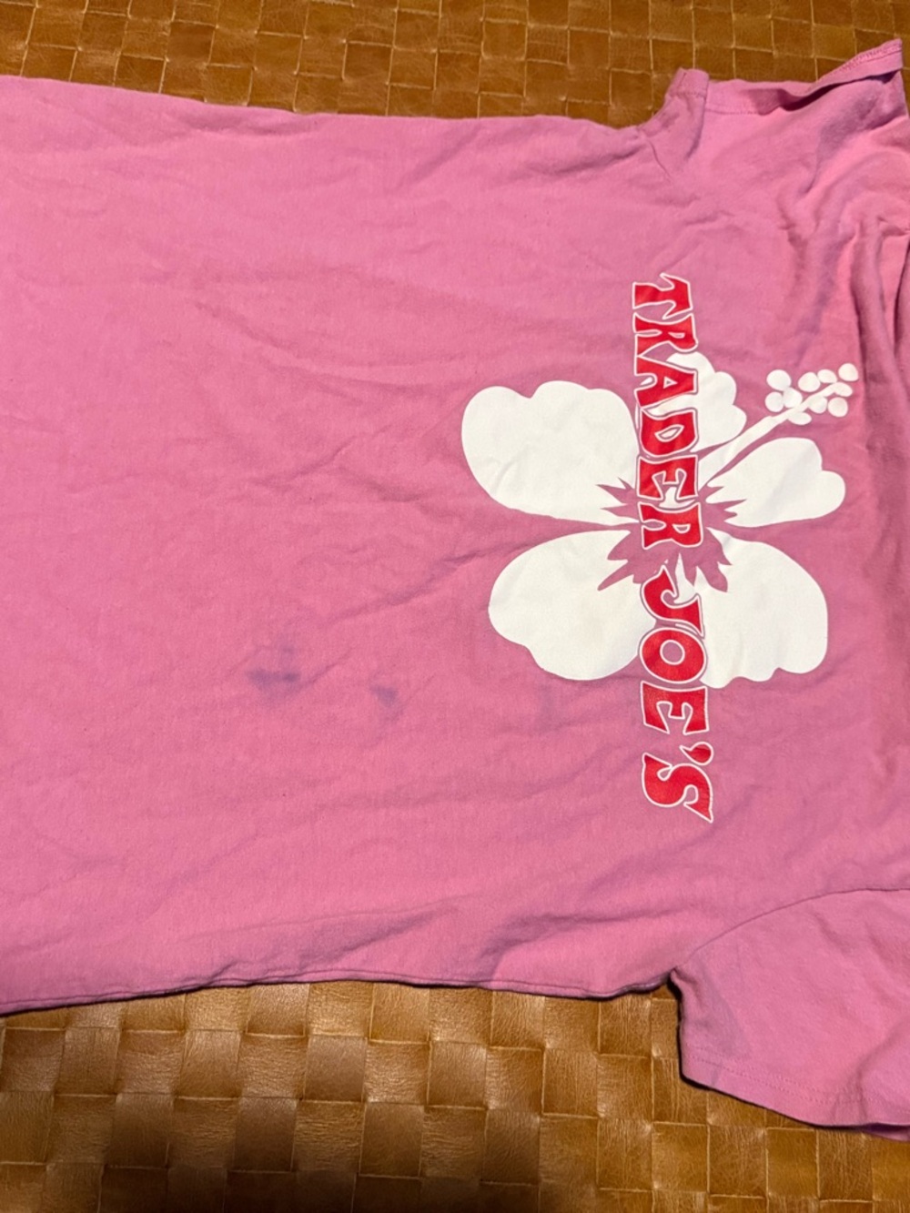 Trader Joe's Bubblegum Pink Hibiscus Logo Tee